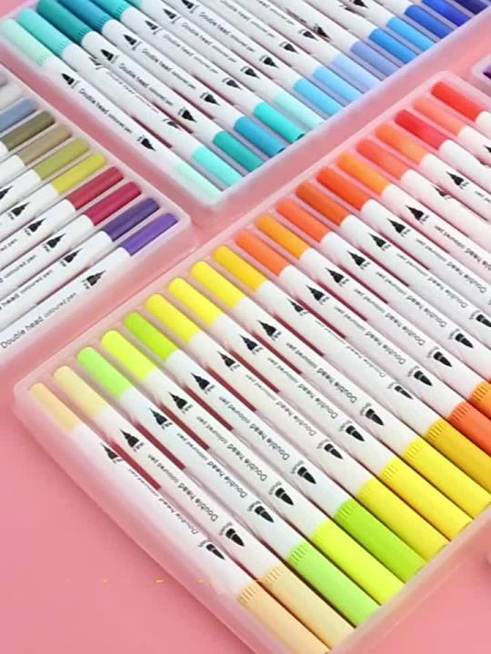 12-100 Colores Markers Brush Pens Set Painting Drawing Manga High